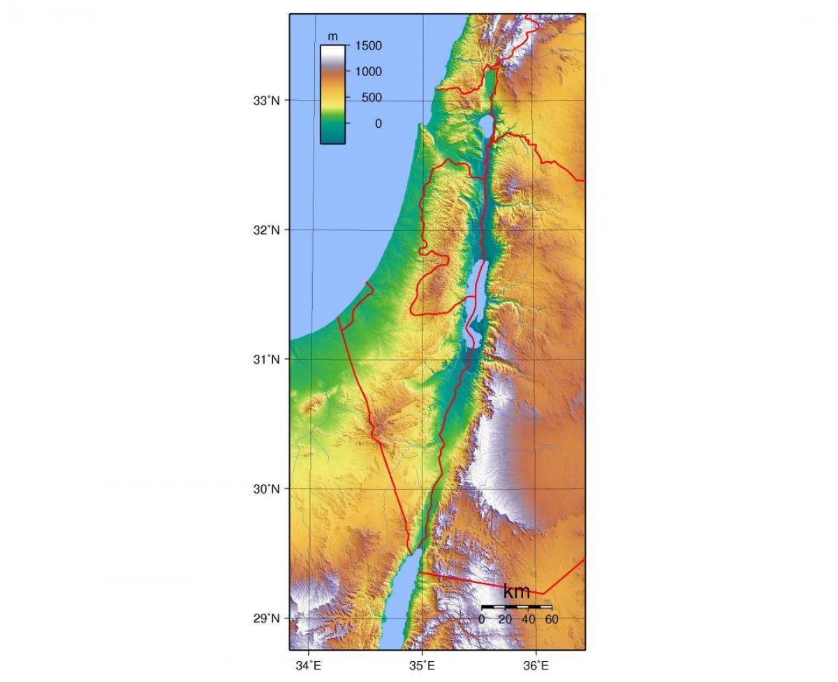नक्शा इसराइल की ऊंचाई