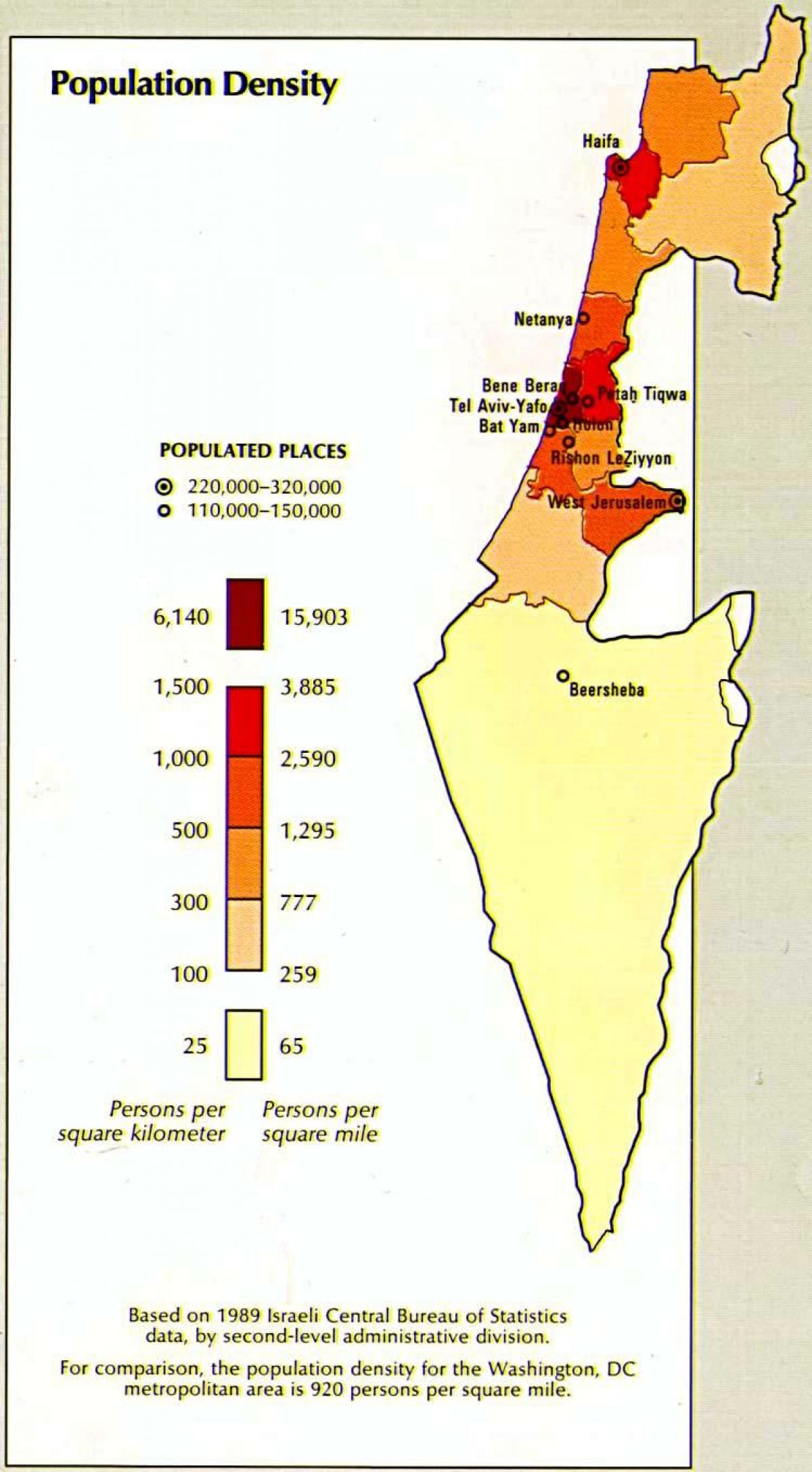 नक्शा इसराइल की जनसंख्या