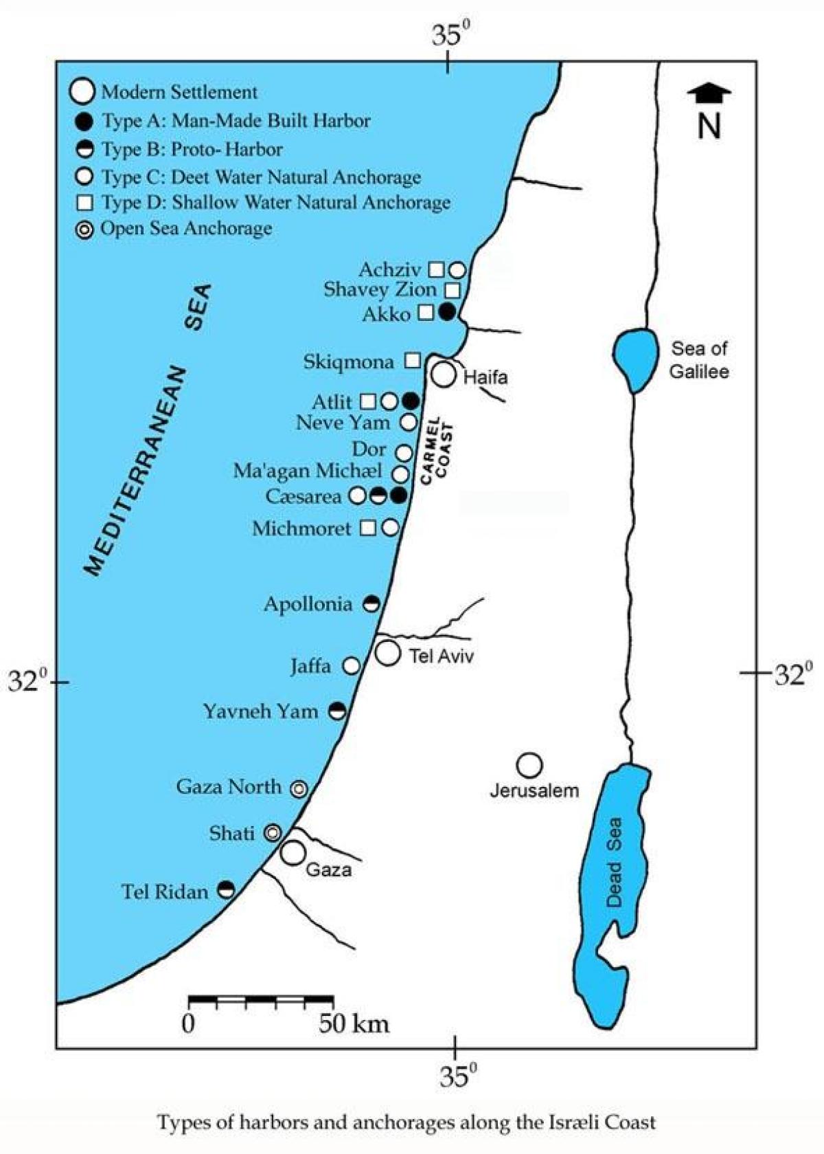 नक्शा इस्राएल के बंदरगाहों